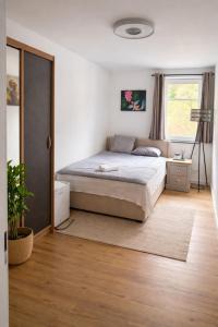 a bedroom with a bed and a window at Oishi Ngon 19 in Wutha-Farnroda