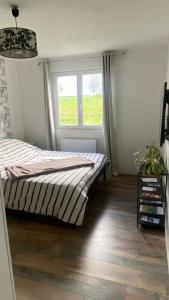 a bedroom with a bed and a window at Chambre chez l habitant Audrey in Saligny-sur-Roudon