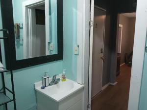 a bathroom with a sink and a mirror at GpL 4134 Cozy & Spacious 4BR Shared House in Fort Myers