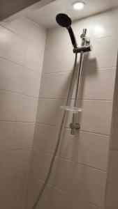 a shower with a shower head in a bathroom at Chambre Deluxe avec Salle de bain et clim in Bourges