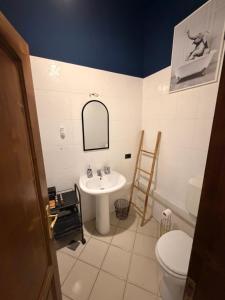 a bathroom with a sink and a toilet at Blue Velvet Central Suite in Arad