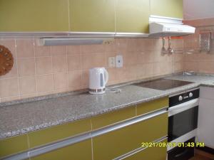 a kitchen with a sink and a counter top at Apartmány Prima-Pokoje in Mimoň