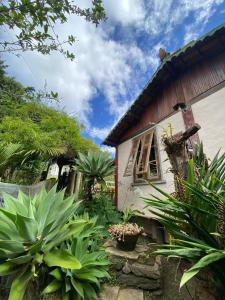 a house with some plants in front of it at Chalé Bougainville in Lavras Novas