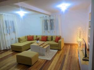 a living room with a couch and a tv at villa EMMANUEL -2 in Belanitra
