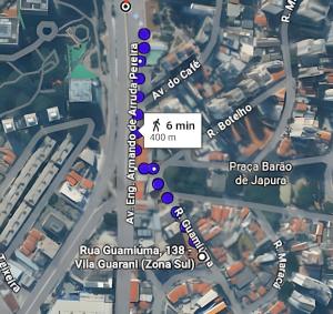 a map showing the approximate location of ruta gregoriana at Expo SP, Metrô e Congonhas in São Paulo
