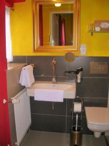 a bathroom with a sink and a toilet at Casa Andelka in Andělská Hora