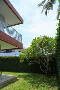 a tree in a yard next to a building at Résidence L'Eau Vive in Cotonou