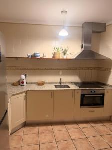 a kitchen with a sink and a stove at Casa de La Consentida in Elciego