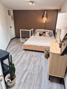 a bedroom with a bed and a cactus at Zandvoort Beach Escape 2P in Zandvoort