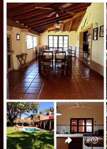 two pictures of a dining room and a house at La Gloria in Paso de la Patria