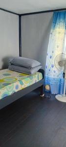 a bedroom with a bed with a canopy at Knox's Beachfront Homestay in Nalauwaki