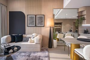 Illustration of Scandinavian Apartment Style With City View