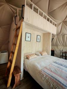 a bedroom with a bunk bed in a tent at Glamp Refugio Silvestre 7 Tazas in Molina +39 photos