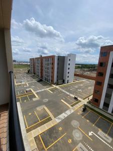 an aerial view of a parking lot with buildings at casa trieste in Jamundí