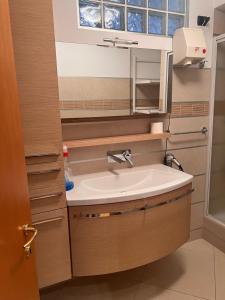 a bathroom with a sink and a mirror at Luca Residence in Timişoara