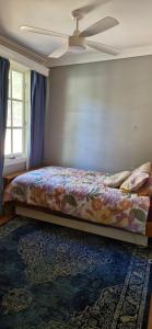 a bedroom with a bed and a ceiling fan at Himmel Haus in Laguna