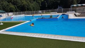 a group of people swimming in a large swimming pool at Camping le Lizot - Mobil home 3 pièces 4/6 personnes + TV MAE-8684 in Saint-Mandé-sur-Brédoire