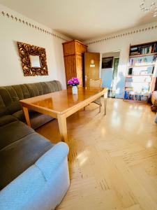 a living room with a table and a couch at Einzigartige Ferienwohnungen mit 3 und 2 Schlafzimmern in Ober-Lembach