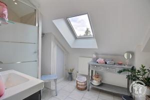 a bathroom with a sink and a skylight at L'araukaria in Tressignaux +43 photos