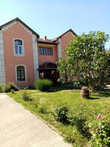 a house with a tree in the yard at Vila Alex in Vrnjačka Banja