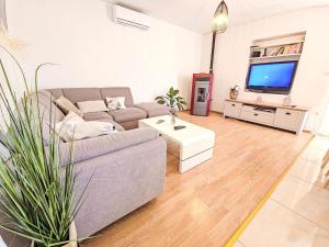 a living room with a couch and a flat screen tv at Apartment Paz by Interhome in Donji Proložac