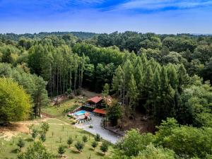 an aerial view of a house in the woods at Chalet Pine Hill by Interhome in Klenovnik
