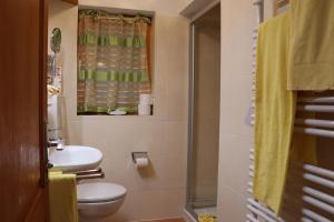 a bathroom with a toilet and a sink at Ferienwohnungen Thomafischer in Chieming +22 photos