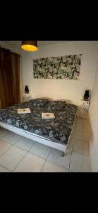 a bedroom with a bed with two tables on it at Nid douillet in Montpellier