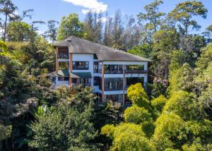an aerial view of a house surrounded by trees at Villa ines-4X4only-Jarabacoa-View-Jacuzzi-5BR in Jarabacoa