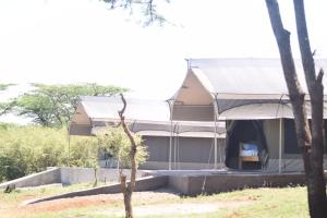 a house with a tent in a field at Oloirien camps in Maasai Mara National Reserve