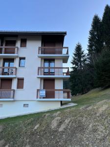 a building with balconies on the side of it at EcrAin Montagnard in Lélex