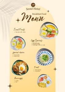 a menu for a seafood flock breakfast food menu at Seoul Hotel Cat Ba in Cat Ba