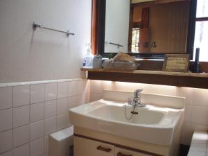 a bathroom with a sink and a mirror at Ichie in Tanabe