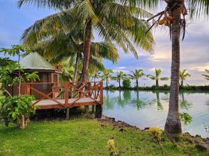 a house by the water with palm trees at Le Vasa Resort in Fuailalo