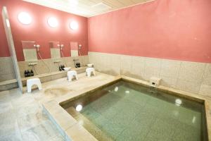 a bathroom with a swimming pool and mirrors at Matsuya hotel in Myoko +36 photos