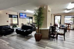 a waiting room with chairs and a potted plant at Quality Inn Byron - Warner Robins in Byron