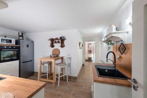 a kitchen with a sink and a counter at MarEwa 80 qm apartment in Mechernich