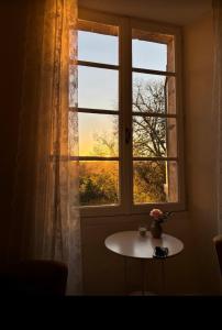 a window with a table and a vase of flowers at La P'tite Place in Les Arques +18 photos