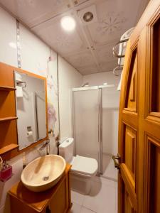 a bathroom with a sink and a toilet at Yusuf Çavuş Konağı in Halfeti +31 photos