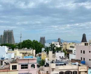 a view of the city from the roof at Umbrella Guest House - Meenakshi Suite in Madurai