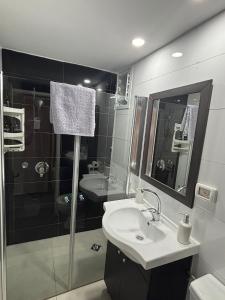 a bathroom with a sink and a shower at Perfect House in Eilat
