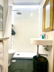 a bathroom with a sink and a shower and a toilet at VUT Plaza del Rastro in Ávila +22 photos