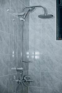 eine Dusche mit Duschkopf im Badezimmer in der Unterkunft Ibigabiro Hotel in Kagano + 25 Fotos