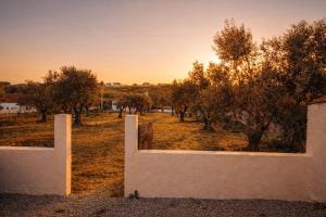 a view of a field with trees and a fence at Cantinho do frade in Alandroal