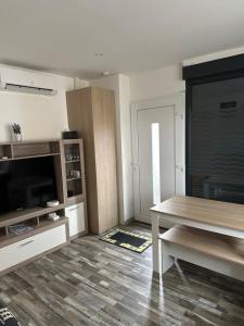 a living room with a table and a television at T1 studio in Farschviller