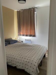 a bedroom with a bed and a window with a curtain at 2 Chambres Centre Station 1600 in Puy-Saint-Vincent