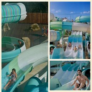 a collage of photos of people in a water park at La Vetta Village Vacances Camping in Porto-Vecchio