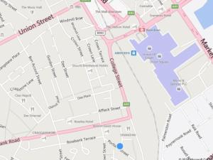 a map of a city with pink and purple at AB11 Apartments - Portland Street in Aberdeen