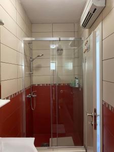 a shower with a glass door in a bathroom at Bela Rada in Tivat +20 photos