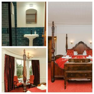 two pictures of a bedroom with a bed and a sink at McArthur Manor in Blairgowrie +22 photos
